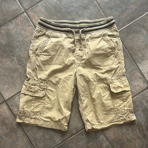 Tan Cargo Shorts with Elastic Drawstring Waist